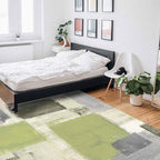 Sage Green Rectangular Area Rugs for Living Room Bedroom 5 x 8 ft Abstract Paint Texture Modern Art Non-Shedding Soft Low Pile Rug Non Slip Washable Rug for Nursery Entryway Playroom