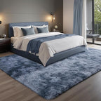 Zentavio Area Rugs for Living Room Large Rugs for Bedroom 6x9 Carpet Fluffy Fuzzy Soft Shag Aesthetic Plush High Pile Gray Throw Rug for Nursery Kids Room Dorm Tie-Dyed Blue Grey