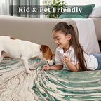 Ciicool Abstract Swirl Area Rug Indoor, 5x7 Washable Entryway Rug, Modern Soft Throw Entry Rug with Non-Slip Backing for Bedroom Living Room Entrance Kitchen, Low-Pile Floor Carpet Doormat Green
