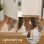 Ciicool 4ft Round Washable Rug, Modern Abstract Circle Rugs, Non-Slip Thin Lightweight Rug Brown Black Circular Print Distressed Carpet for Bedroom Living Room Under Dining Table Home Office Decor