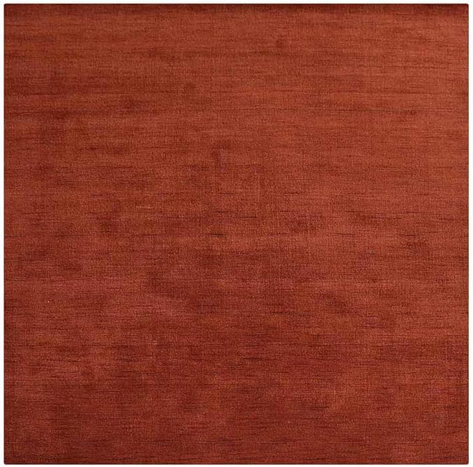 Hand Knotted Loom Wool ECO-Friendly Area Rugs - 6'x6', Square, Light Red Color, Solid Plain Design, High Pile Handmade Anti Skid Area Rugs for Living Room, Bed Room (L00111)