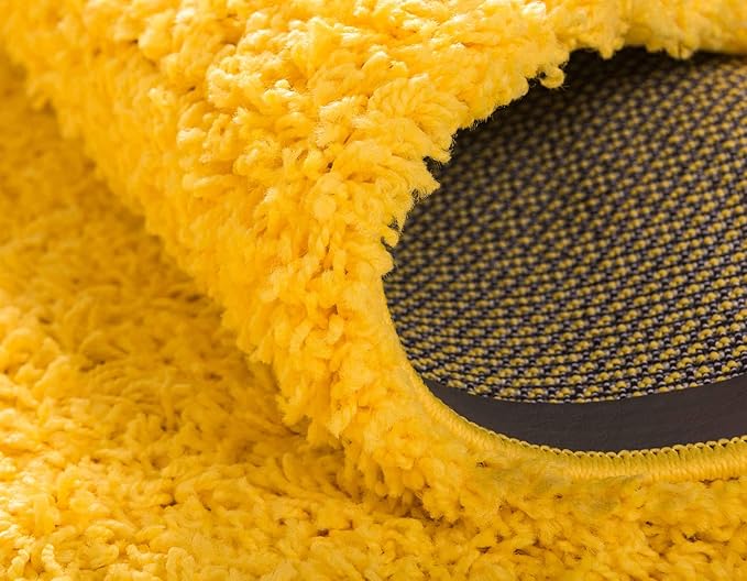 Unique Loom Solid Shag Collection Area Rug (8' Round, Tuscan Sun Yellow)