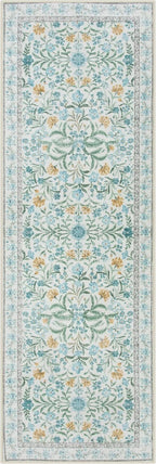 Lahome Light Blue Runner Rug 2x6, Boho Floral Runners for Kitchen Floor, Machine Washable Soft Thin Indoor Throw Carpet Runners for Hallway Bathroom Laundry 6ft, Blue