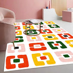 Modern Chic White Yellow Pink Geometric Texture Rug for Living Room Dining Room Bedroom Nursery Room Large Non Slip Washable Indoor Carpet Soft Low Pile Kitchen Entryway Runner Mat 8x12