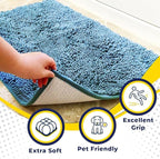 Muddy Mat® | Super Absorbent Door Mat Indoor, Microfiber Quick Dry Chenille Entryway Rug, Non-Slip Front Door Mat, Indoor Mats for Entryway, Machine Washable Pet Rug, Sky Blue 18"x28"