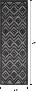 Nourison Home Versatile Charcoal Black 2' x 6' Area Rug - Easy Clean, Non Shedding, Bed Room, Living Room, Dining Room, Kitchen (6' Runner)
