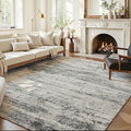 Area Rug 6x9 Washable Rug Grey for Living Room, Dining Room, Bedroom, Large Carpets, Non Slip & Non-Shedding Low Pile Vintage Print Rug for Home Office Decor