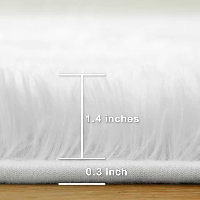 Andency 8x10 Area Rugs for Living Room, White Non-Slip Fluffy Soft Large Shag Bedroom Carpet, Big Indoor Thick Nursery Rug for Kids Dorm Home Decor Aesthetic