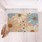 Erosebridal Girls Groovy Flower Bathroom Mat for Kids Teens Two Groovy Party Decorations Microfiber Bath Rug Pastel Rainbow Floral 3D Entryway Door Mat 16x24 Botanical Plants Theme Bath Mat