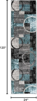 Rugshop Contemporary Circle Design Runner Rug, Fade-Resistant Carpet for Hallway, Kitchen, or Entryway, Gray, 2' x 10'