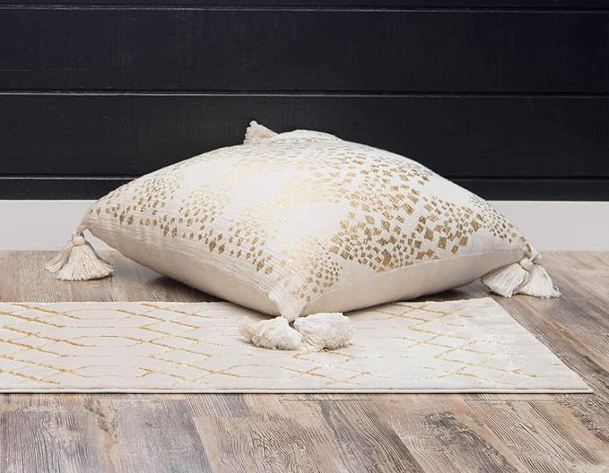 Unique Loom Marilyn Monroe Glam Collection Area Rug - Trellis (2' x 6' 1' Runner, White Gold/ Gold)