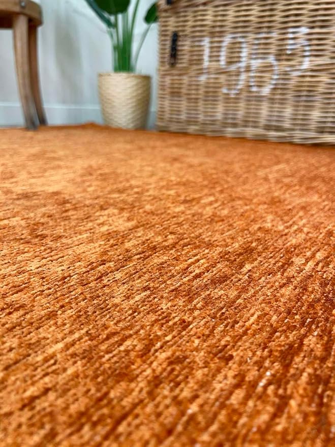 Alfa Rich 9x12 Orange Area Rugs for Living Room Bedroom Kitchen Decor Cotton Washable Pet Friendly