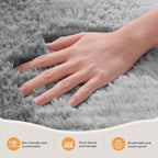 Zentavio Grey White Gradient Area Rugs for Living Room, Rugs for Bedroom 5x8 Fluffy Carpet Soft Shag Aesthetic Plush High Pile Gray Throw Rug for Nursery Kids Room Dorm
