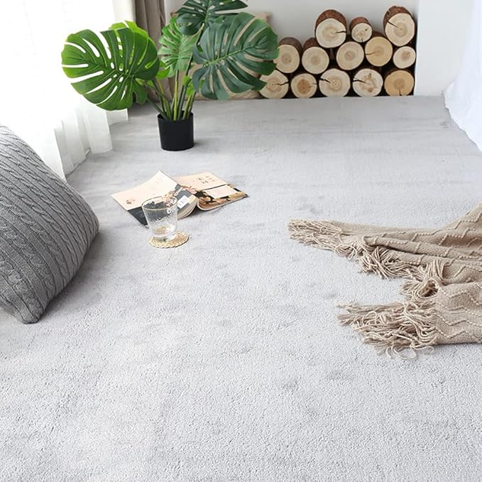 Soft Cashmere Area Rug Luxury Bedside Carpet Bedroom Living Room Mats Solid Color Children's Room Rugs Runner Carpets Indoor Mats Home Décor White Gray Red 2' X 5.2'
