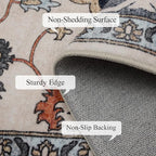 4x6 Washable Area Rug for Living Room, Carpet for Bedroom, Soft Faux Wool Retro Dining Room Rug, Non Slip&Non-Shedding Resistant Low Pile Vintage Print Rug for Home Office (Blue/Gray)