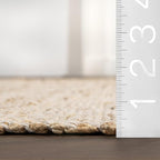 nuLOOM 3x5 Elfriede Jute & Cotton Hand Woven Area Rug, Natural, Solid Rustic Farmhouse Style, Weaved Design, Natural Fiber, For Bedroom, Living Room, Dining Room, Hallway, Office, Entryway