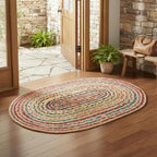 REDEARTH · Jute Cotton Chindi Area Rug - 2'x3' Oval Rug, Handwoven, Non-Shedding, Soft & Durable – Multi Tones for Home Décor in Living Room, Dining Room, Bedroom, Set of 2