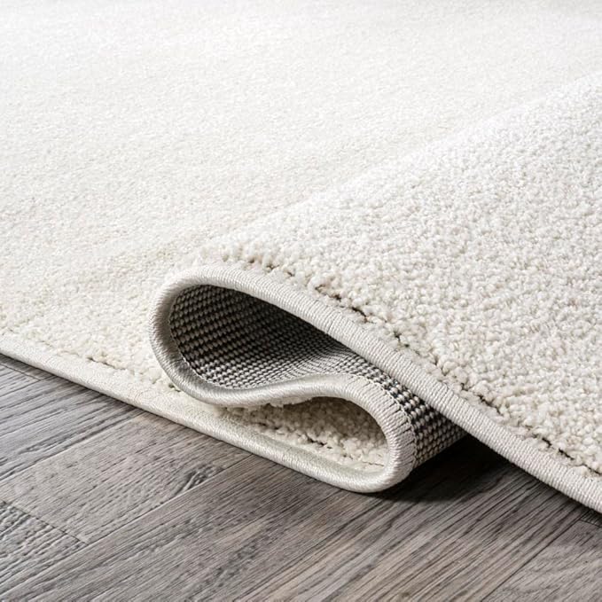 JONATHAN Y Haze Solid Low-Pile Cream 5' Round Indoor Area Rug, Coastal,Bohemian,Minimalist,Classic, Easy-Cleaning for Living Room,Bedroom,Kitchen,Pet Friendly,Non-Shedding (SEU100T-5R)