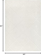 Antep Rugs Palafito 5x7 Geometric Shag Diamond High-Low Pile Textured Indoor Area Rug (White, 5'3" x 7'6")