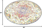 Livabliss Area Rugs - 8ft Round Romaine Vintage Boho Fuchsia Mustard Blue Round Area Rug for Living Room Bedroom - Floral Medallion Stain Resistant Carpet for Kitchen, Nursery, Office (7'10" Round)