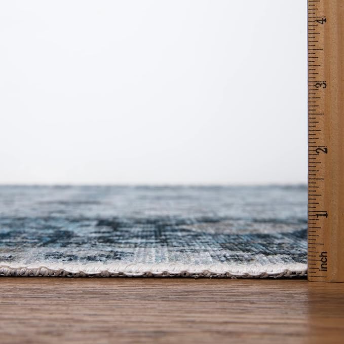 Bloom Rugs Caria Washable Non-Slip 5x7 Rug - Navy Blue Traditional Bordered Area Rug for Living Room, Bedroom, Dining Room, and Kitchen - Exact Size: 5' x 7'