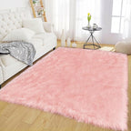 Latepis Pink Rugs for Living Room Area Rug 6x9 Faux Sheepskin Fur Rug for Bedroom Entertainment Room Sofa Floor Fuzzy Rug Shag Rug for Girls Room Luxury Home Decor