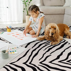 YIHOUSE Tiger Washable Area Rugs 8'x10', Black and Beige Modern Rug for Living Room, Bedroom, Ultra Thin Animal Stripe Print Rug for Girls Boys Nursery, Playroom, Dorm Room