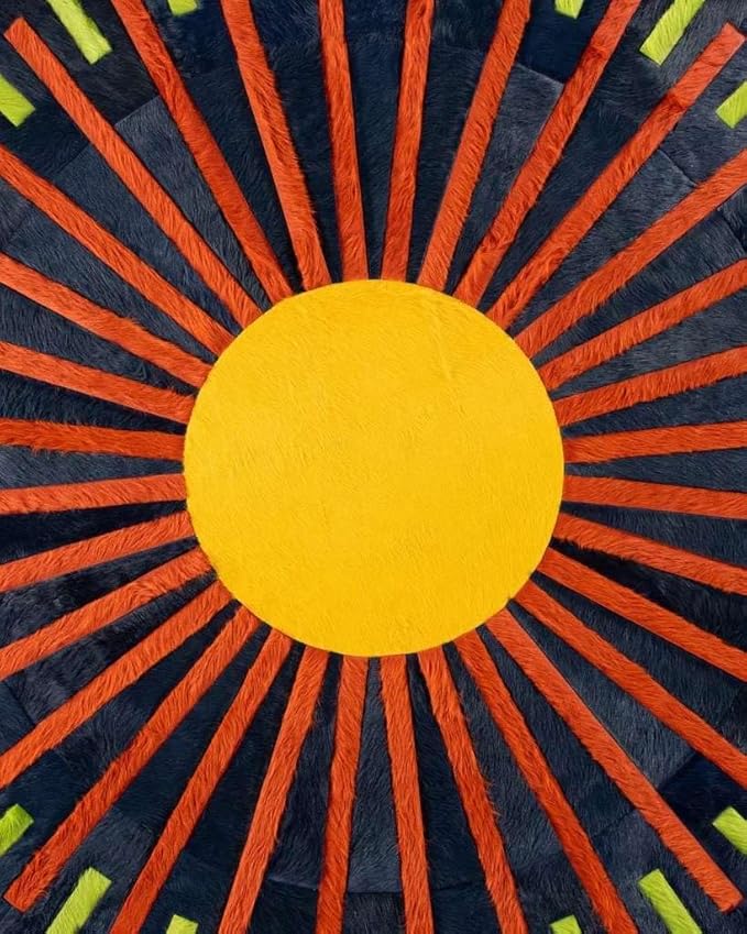 Sn Alef Home Round Designer Rug for Living Room | Handcrafted Black & White Boho Floor Carpet | Modern Ethnic Circular Mat for Home Décor & Meditation Space (Blue_6x6)