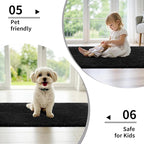 Small Bathroom Rug 17x24 Non Slip Black Fluffy Bath Mat for Bathroom Floor Washable Plush Luxury Bath Rug for Tub Soft Shaggy Shower Mat
