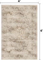 Washable Area Rugs for Living Room 4’x6’ Non Slip Low Pile Area Rugs for Bedroom Foldable Vintage Carpets