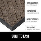 GORILLA GRIP 100% Waterproof All-Season WeatherMax Doormat 35x23, US Designed Natural Rubber, Stain and Fade Resistant, Low Profile Indoor Outdoor Door Mats, Easy Clean Patio Mat, Beige Quatre