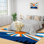 Boho Sun Area Rugs 6x8ft, Abstraction Deco Living Room Area Rug, Minimalist Sunburst Play Rug with Carpet Tape Double Sided for Bedroom Office Home Decor