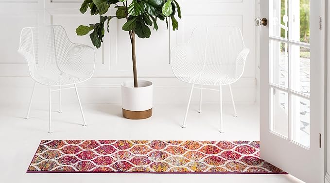 Rugs.com Lattice Frieze Collection Rug – 2' x 13' Runner Multi Medium Rug Perfect for Living Rooms, Large Dining Rooms, Open Floorplans