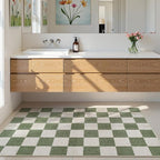 LIVEBOX 3x5 Washable Area Rug Checkered, Non-Slip Small Entryway Rug Green Farmhouse Neutral Classic Geometric Boys Rug for Bedroom Room Low-Pile Carpet for Indoor Kitchen Bathroom(Sage Green 3'x5')
