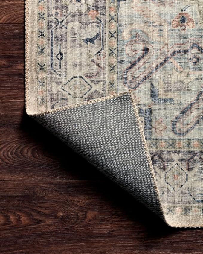 Loloi Hathaway Collection HTH-07 Multi/Ivory 2'-6" x 7'-6", .25" Thick Runner Rug, Soft, Durable, Printed, Modern, Low Pile, Non-Shedding, Easy Clean, Living Room Rug