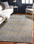 Unique Loom Glam Collection Area Rug - Trellis (3' 3' x 5' 3' Rectangle, Gray Gold/ Gold)