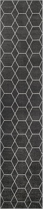 Unique Loom Trellis Frieze Collection Area Rug - Geometric (3' 3" x 16' 5" Runner Dark Gray/Ivory)