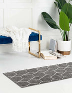 Unique Loom Trellis Frieze Collection Area Rug - Geometric (3' 3" x 16' 5" Runner Dark Gray/Ivory)