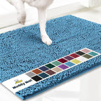 Muddy Mat® | Super Absorbent Door Mat Indoor, Microfiber Quick Dry Chenille Entryway Rug, Non-Slip Front Door Mat, Indoor Mats for Entryway, Machine Washable Pet Rug, Sky Blue 36" x 120"