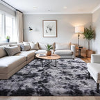 Beglad Shag Rugs for Living Room, Area Rugs 5x7 Feet Upgrade Anti-Skid Modern Minimalist Style Memory Foam Rugs for Bedroom, Indoor Carpet Suitable for Boys Room Decor, Tie-Dyed Dark Grey
