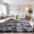 Beglad Fluffy Large Area Rugs 8x10 Feet, Modern Minimalist Style Shag Fuzzy Rugs, Non-Slip Indoor Carpet Soft Rugs for Kids Room, Bedroom & Living Room, Tie-Dyed Black&Dark Grey