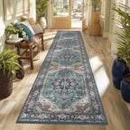 Enkor Runner Rugs for Hallway, 2x10 Washable Soft Boho Non Slip Floor Rugs for Kitchen, Modern Mat for Living Room Bedroom Entryway Purple & Green