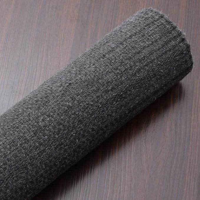 Rugsotic Carpets Hand Woven Flat Weave Kilim Wool ECO-Friendly Area Rugs - 8'x10', Rectangle Shape, Charcoal Color, Solid Plain Design, Low Pile Handmade Rugs for Living Room, Bed Room (D00111)