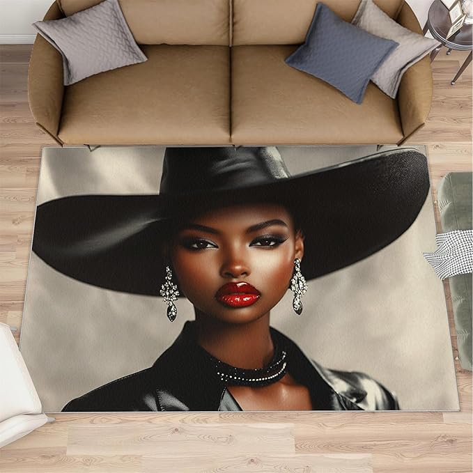 5x6 Fashionable Woman Rugs for Office - Modern Woman Living Room Carpet, Sexy Girl Bedroom Area Rug Kids Low Pile Rug for Indoor Outdoor Hardwood Floors Home Decor