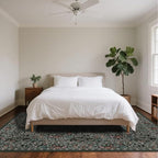 8x10 Washable Area Rugs for Living Room, Stain Resistant Vintage Rugs for Dining Room Under Kitchen Table, Bedroom, Floral Low Pile Non-Slip Large Carpet (8 x 10 Dark Green)