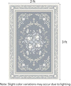 SOULFUL Medium Pile 2x3 Entryway Rug - Cozy Soft Underfoot Small Area Rug - Greige Boho Floral - Washable Non-Slip - Perfect for Hallway Kitchen Bedroom Bathroom Indoor Entrance