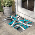 GLORY RUGS Area Rug 2x3 Turquoise Door Mat Modern Swirls Carpet Bedroom Living Room Contemporary Dining Accent Sevilla Collection 4816