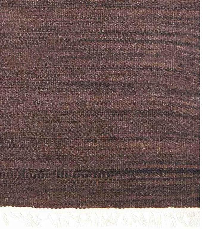 Rugsotic Carpets Hand Woven Flat Weave Kilim Wool ECO-Friendly Area Rugs - 2'6''x6', Runner Shape, Dark Brown Color, Solid Plain Design, Low Pile Handmade Rugs for Living Room, Bed Room (D00111)