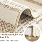 jinchan Moroccan Boho Runner Rug 2x6 - Machine Washable Non-Slip Low-Pile Soft Bohemian Runner Rug for Entryway Hallway Kitchen Bedroom Laundry Room (2‘x6', Beige)