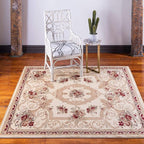 Unique Loom Versailles Collection Traditional Classic Floral Motif Area Rug (4' 0 x 4' 0 Square, Ivory/ Tan)